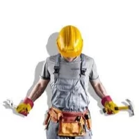 a construction worker with a tool belt and a hard hat