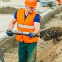 a man in an orange vest holding a wren