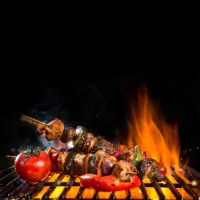a grill with a bunch of food on it